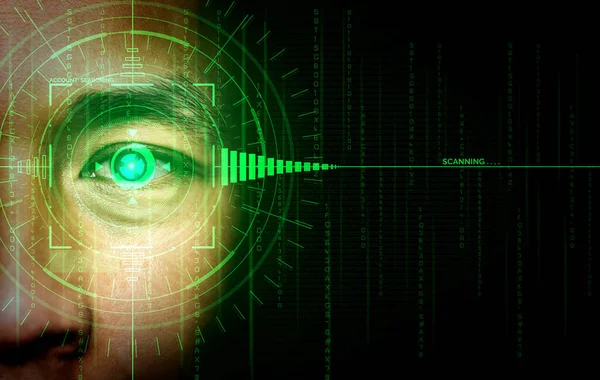 Proteção Futura Dados Segurança Cibernética Através Digitalização Biométrica Com Olho — Fotografia de Stock