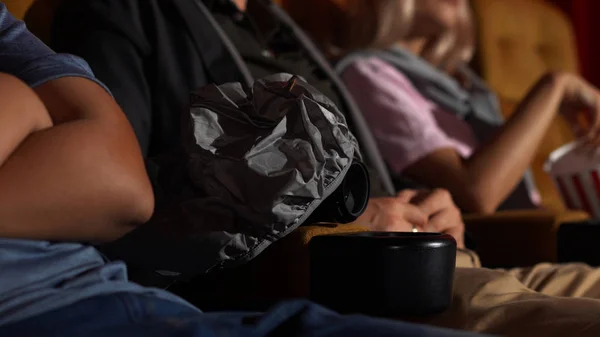 Man Secretly Filming Video While Watching Movie Cinema — Stock Photo, Image