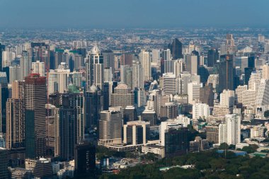 Bangkok City, Tayland 'ın şehir manzarası ve ufuk çizgisi. Bangkok, Tayland 'ın en büyük şehri ve en iyi seyahat yeridir..