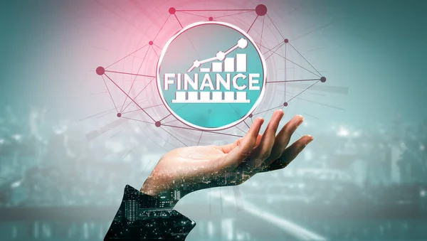 Concept Voor Financiële Geldtransactietechnologie Ikoon Grafische Interface Met Fintech Handel — Stockfoto