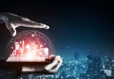 İnşaat tasarımı ile mimari ve mühendislik yenilikleri. Modern gayrimenkul ve emlak geliştirme kavramı.