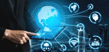 Küresel İş Büyümesi için 5G İletişim Teknolojisi Kablosuz İnternet Ağı, Sosyal Medya, Dijital E-ticaret ve Eğlence Ev Kullanımı.