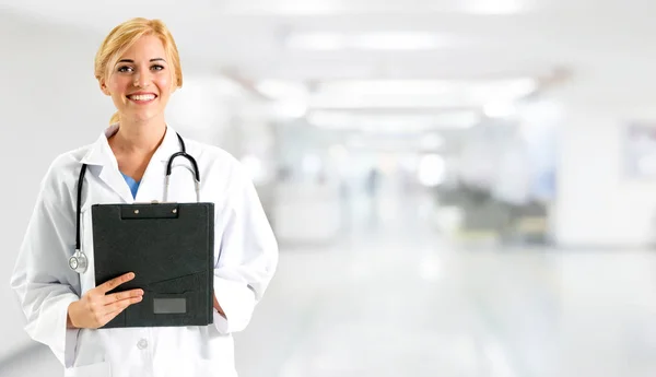 Doctora Que Trabaja Oficina Del Hospital Servicio Atención Médica Personal — Foto de Stock