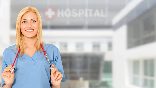 Une Femme Médecin Travaillant Bureau Hôpital Soins Médicaux Service Personnel — Photo