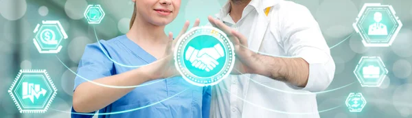 Concetto Assicurazione Sanitaria Medico Ospedale Con Interfaccia Grafica Icona Relativa — Foto Stock
