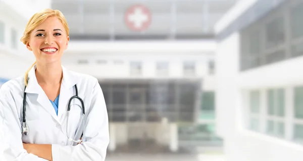 Lekarka Pracująca Szpitalu Opieka Medyczna Personel Medyczny — Zdjęcie stockowe