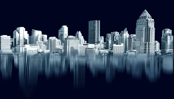 Abstract city building skyline metropolitan area in contemporary color style and futuristic effects. Real estate and property development. Innovative architecture and engineering concept.