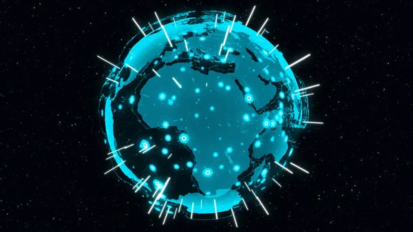 디지털 Digital Earth 항성과 배경을 회전하는 글로벌 비즈니스에서 국제적 사람들의 — 스톡 사진