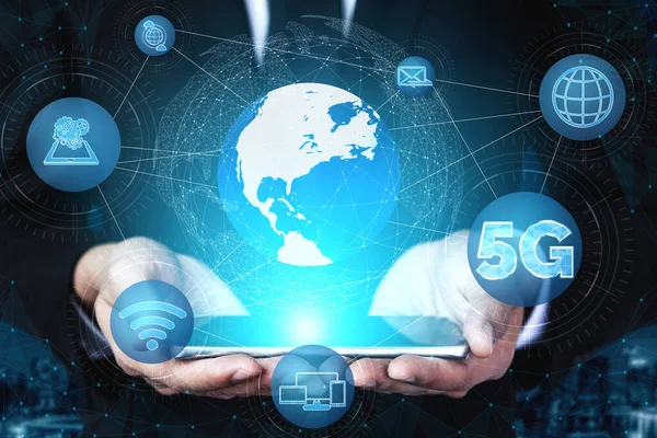 Kommunikationstechnologie Drahtloses Internet Netzwerk Für Globales Unternehmenswachstum Soziale Medien Digitalen — Stockfoto