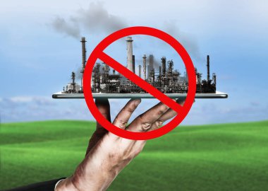 Geleneksel enerji endüstrisinden kaynaklanan hava kirliliği yasağı küresel ısınma gibi dünya çevresine sorunlara yol açıyor. Değişim kavramı ve eski zehirli atık fabrikasının devrinde bozulma.