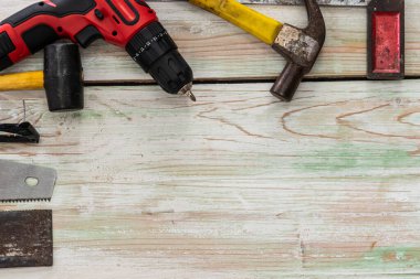 Becerikli ve marangoz için en üst düzey aletler. Ahşap işi hobisi ve Diy konsepti.