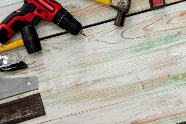 Becerikli ve marangoz için en üst düzey aletler. Ahşap işi hobisi ve Diy konsepti.