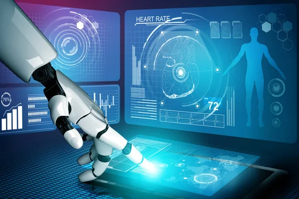 Face Robotul Inteligență Artificială Medicală Care Lucrează Viitorul Spital Asistență — Fotografie, imagine de stoc