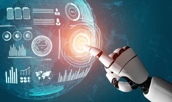 Rendering Futuristische Robot Technologie Ontwikkeling Kunstmatige Intelligentie Machine Learning Concept — Stockfoto