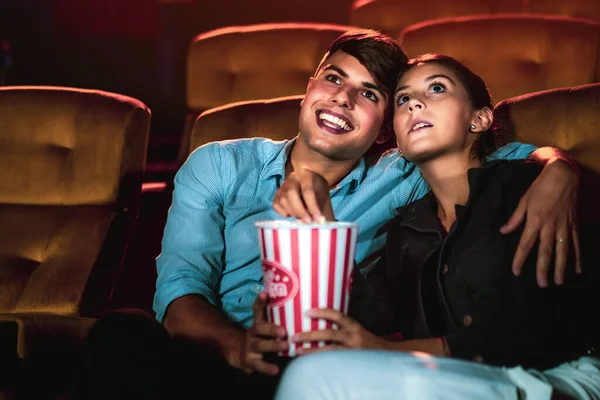 Man Woman Watching Movie Movie Theater Cinema Group Recreation Activity — Stock Photo, Image