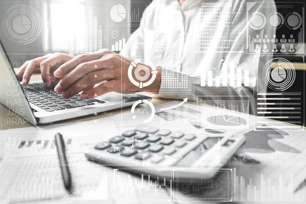 Big Data Technology Business Finance Concetto Analitico Moderna Interfaccia Grafica — Foto Stock