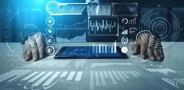 Big Data Technology Business Finance Analytisk Koncept Moderne Grafisk Brugerflade - Stock-foto