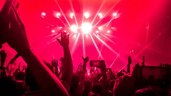 Pessoas Felizes Dançam Show Festa Boate Ouvem Música Eletrônica Dança — Fotografia de Stock