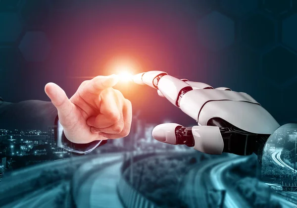 Rendering Futurystyczny Rozwój Technologii Robotów Sztuczna Inteligencja Koncepcja Uczenia Maszynowego — Zdjęcie stockowe