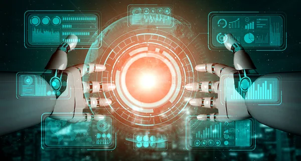 Rendering Kunstig Intelligens Forskning Robot Kyborg Utvikling Fremtiden Mennesker Som – stockfoto