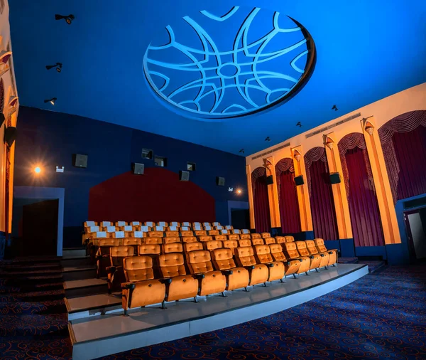 Large Cinema Theater Interior Seat Rows Audience Sit Movie Theater — Stock Photo, Image