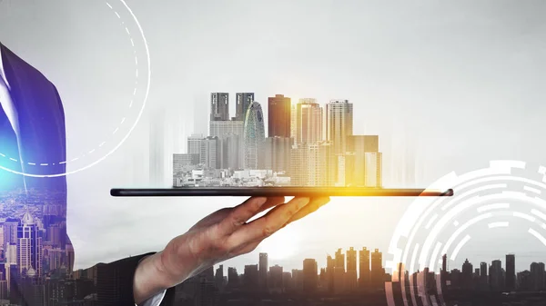 Moderne Kreative Telekommunikation Und Internetnetzwerke Verbinden Sich Smart City Konzept — Stockfoto