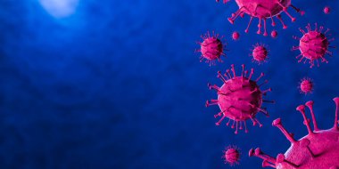 3 boyutlu illüstrasyon Coronavirus COVID-19 virüsü mikroskop altında kan örneği arka planında. Coronavirus Covid-19 salgını pandemik sağlık riskine neden oldu. Corona virüs hücresi 3D görüntüleme ile üretilir.