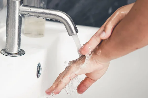 Händewaschen Zur Prävention Der Neuartigen Coronavirus Krankheit 2019 Oder Covid — Stockfoto