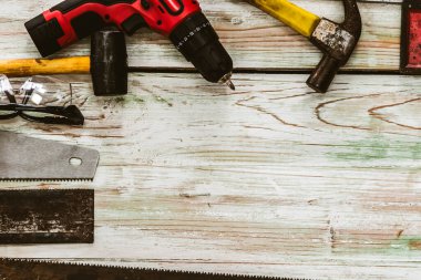 Becerikli ve marangoz için en üst düzey aletler. Ahşap işi hobisi ve Diy konsepti.