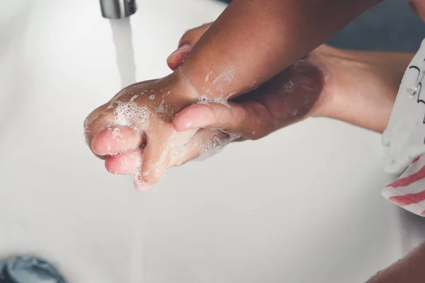 Mãe Lave Mão Bebê Para Prevenção Doença Coronavirus Nova 2019 — Fotografia de Stock