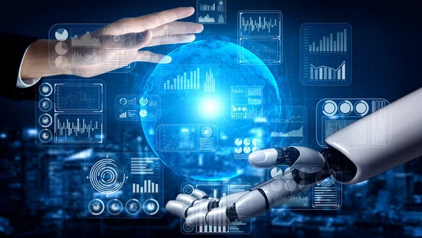 Renderização Inteligência Artificial Pesquisa Robô Desenvolvimento Ciborgue Para Futuro Das — Fotografia de Stock