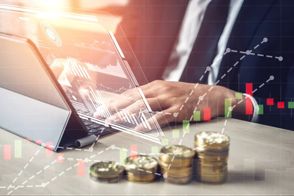 Data Analysis Business Finance Concept Grafische Interface Met Toekomstige Computertechnologie — Stockfoto