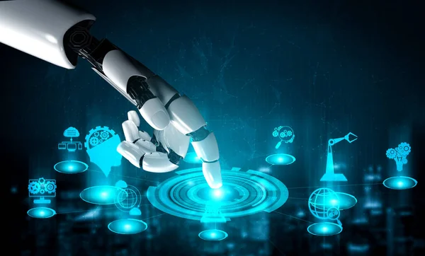 Візуалізація Штучного Інтелекту Дослідження Розвитку Роботів Кіборгів Майбутніх Людей Живуть — стокове фото