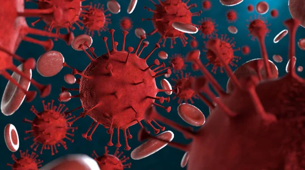 Ilustracja Wirus Coronavirus Covid Pod Mikroskopem Tle Próbki Krwi Epidemia — Zdjęcie stockowe