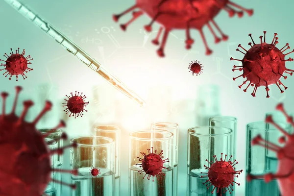 Koncepcja Badań Rozwoju Szczepionek Przeciw Koronawirusowi Covid Naukowiec Badaniach Laboratoryjnych — Zdjęcie stockowe