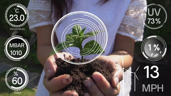 Smart Digital Agriculture Technology Futuristic Sensor Data Collection Management Artificial — Stock Photo, Image