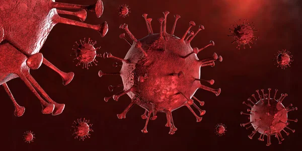 Ilustração Coronavirus Vírus Covid Sob Microscópio Fundo Amostra Sangue Surto — Fotografia de Stock