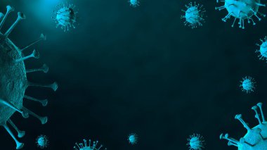 3 boyutlu illüstrasyon Coronavirus COVID-19 virüsü mikroskop altında kan örneği arka planında. Coronavirus Covid-19 salgını pandemik sağlık riskine neden oldu. Corona virüs hücresi 3D görüntüleme ile üretilir.