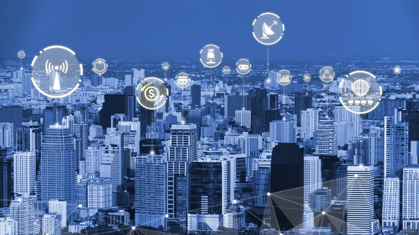 Telecomunicação Criativa Moderna Rede Internet Unem Cidade Inteligente Conceito Conexão — Fotografia de Stock