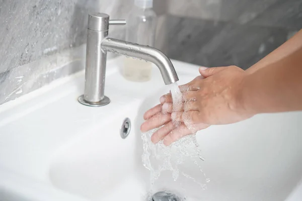 Handen Wassen Voor Preventie Van Nieuwe Coronavirus Ziekte 2019 Covid — Stockfoto