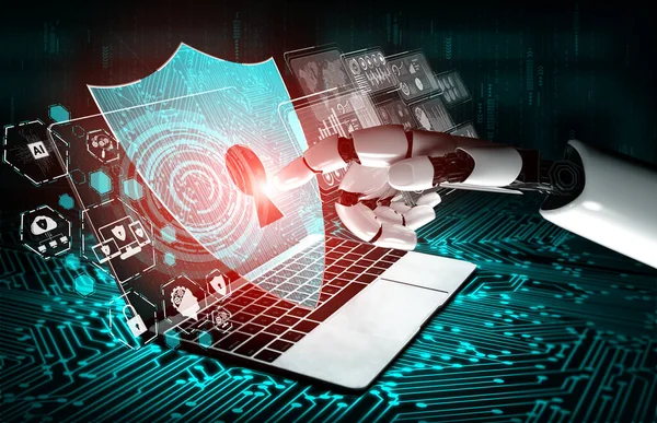 Visualización Inteligencia Artificial Investigación Del Desarrollo Robots Cyborg Para Futuro — Foto de Stock