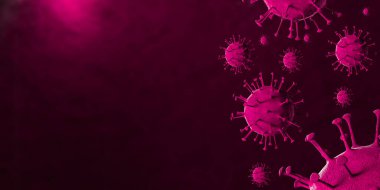 3 boyutlu illüstrasyon Coronavirus COVID-19 virüsü mikroskop altında kan örneği arka planında. Coronavirus Covid-19 salgını pandemik sağlık riskine neden oldu. Corona virüs hücresi 3D görüntüleme ile üretilir.