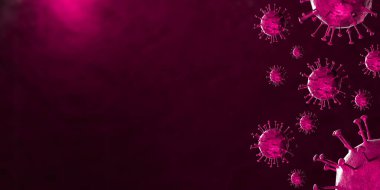 3 boyutlu illüstrasyon Coronavirus COVID-19 virüsü mikroskop altında kan örneği arka planında. Coronavirus Covid-19 salgını pandemik sağlık riskine neden oldu. Corona virüs hücresi 3D görüntüleme ile üretilir.