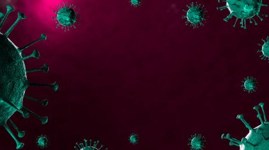 3 boyutlu illüstrasyon Coronavirus COVID-19 virüsü mikroskop altında kan örneği arka planında. Coronavirus Covid-19 salgını pandemik sağlık riskine neden oldu. Corona virüs hücresi 3D görüntüleme ile üretilir.