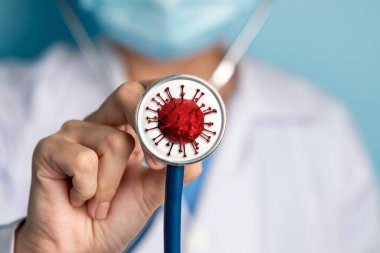 Coronavirus COVID 19 tıbbi test aşısı araştırma ve geliştirme konsepti. COVID-19 için ilaç tedavisi üretmek üzere Coronavirus antikor bilimsel örneklerini inceleyen ve analiz eden bilim insanları.