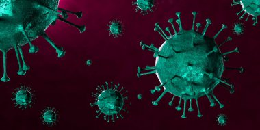 3 boyutlu illüstrasyon Coronavirus COVID-19 virüsü mikroskop altında kan örneği arka planında. Coronavirus Covid-19 salgını pandemik sağlık riskine neden oldu. Corona virüs hücresi 3D görüntüleme ile üretilir.