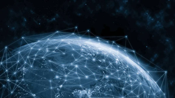 Globalna Sieć Nowoczesna Kreatywna Telekomunikacja Połączenie Internetowe Koncepcja Bezprzewodowego Połączenia — Zdjęcie stockowe