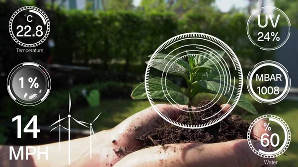Smart Digital Agriculture Technology Futuristic Sensor Data Collection Management Artificial — Stock Photo, Image