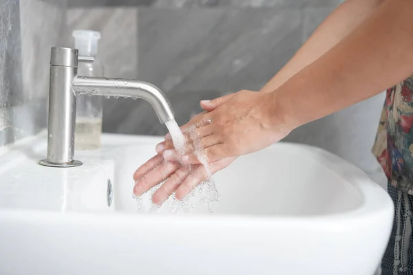 Handen Wassen Voor Preventie Van Nieuwe Coronavirus Ziekte 2019 Covid — Stockfoto