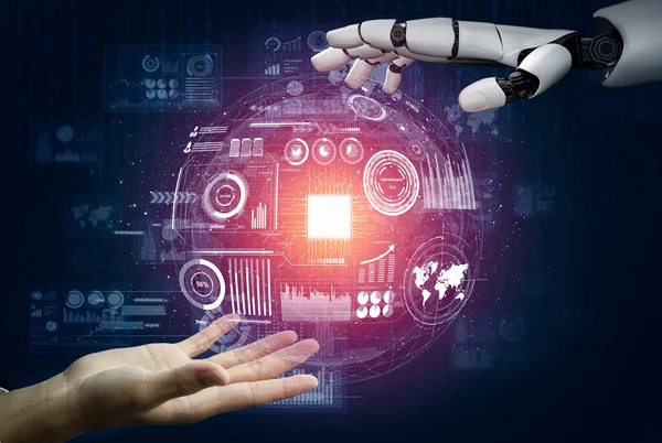 Renderização Desenvolvimento Tecnologia Robótica Futurista Inteligência Artificial Conceito Aprendizado Máquina — Fotografia de Stock